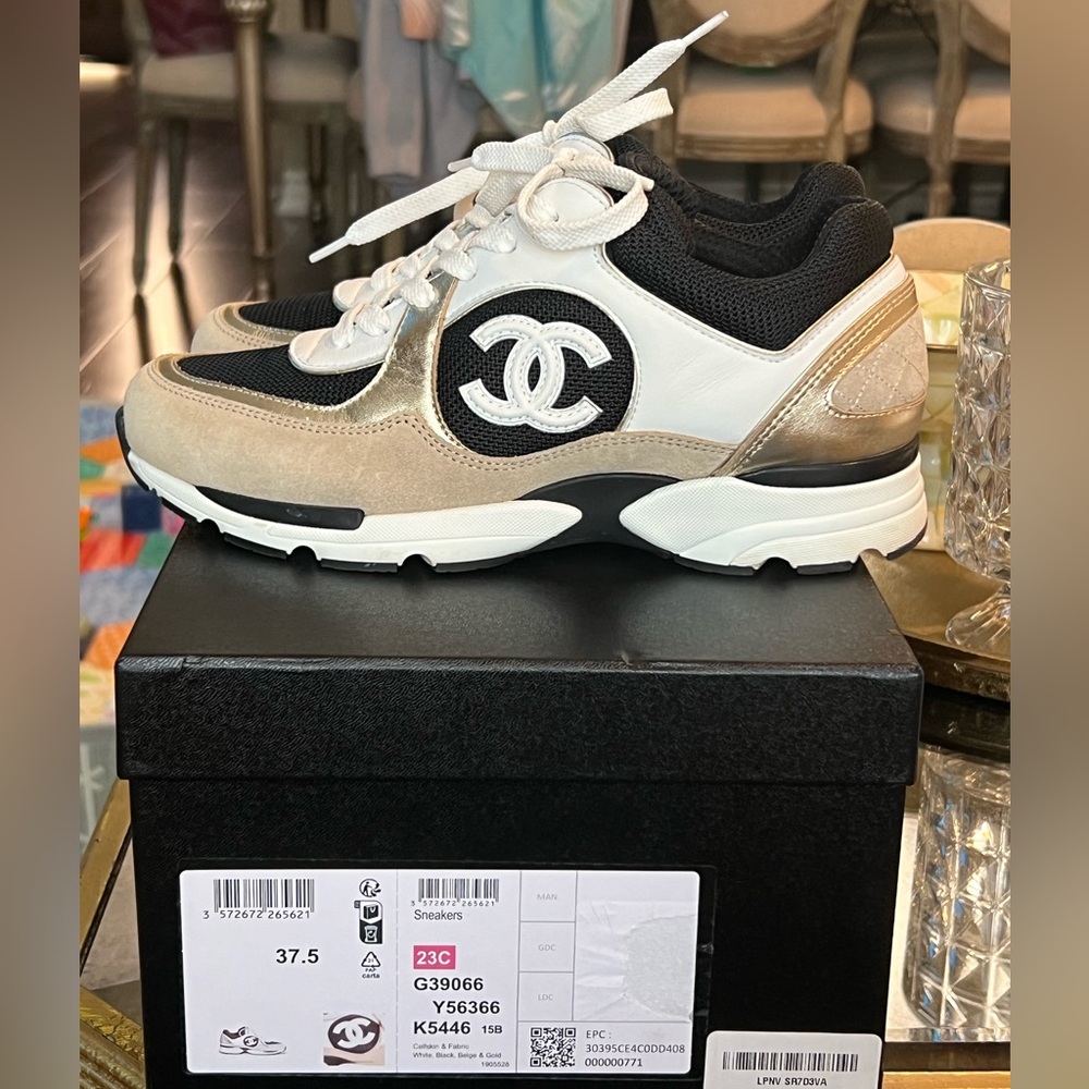 Chanel trainer sneakers 7.5 37.5 ultra rare